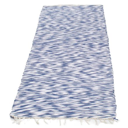 Hadrový koberec 74x201 modrý-bílý bavlněný hadrový koberec