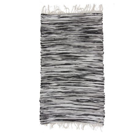 Hadrový koberec 75x131 bílý-černý bavlněný hadrový koberec