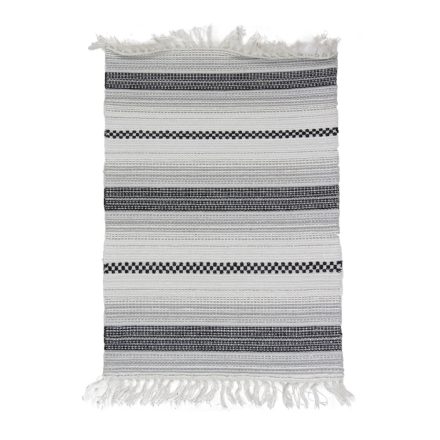 Hadrový koberec 67x96 šedý-černý bavlněný hadrový koberec