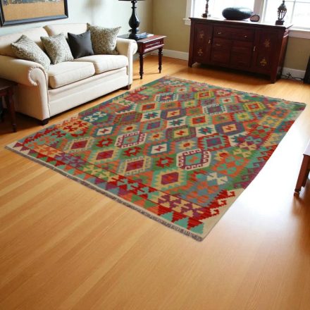 Koberec Kelim Chobi 243x188 ručně tkaný afghánský kilim z vlny