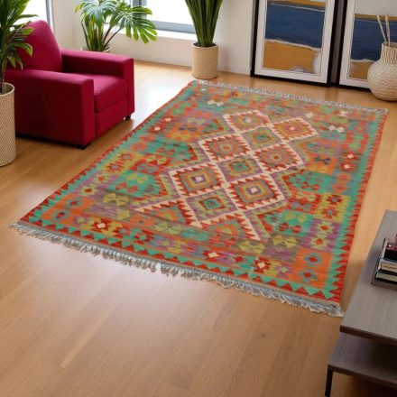 Koberec Kilim Chobi 196x133 ručně tkaný afghánský kilim z vlny