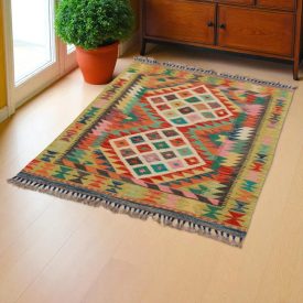 Kelimový koberec Chobi 131x93 ručně tkaný vlněný kilim