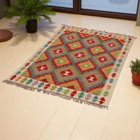 Ručně tkaný koberec Kelim Chobi 147x98 etnický kilim