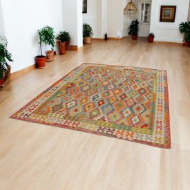   Ručně tkaný Kelim Chobi 215x293 afghánský vlněný koberec Kilim