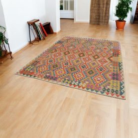   Ručně tkaný Kelim Chobi 202x286 afghánský vlněný koberec Kilim