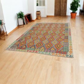   Ručně tkaný Kelim Chobi 204x293 afghánský vlněný koberec Kilim