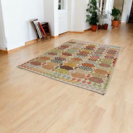   Ručně tkaný Kelim Chobi 212x294 afghánský vlněný koberec Kilim