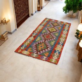   Ručně tkaný Kelim Chobi 80x207 afghánský vlněný koberec Kilim