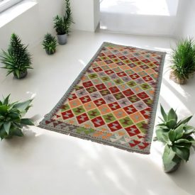   Afghánský Běhoun Kelim Chobi 86x200 etnický ručně tkaný koberec Kilim