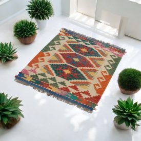   Ručně tkaný Kelim Chobi 62x87 afghánský vlněný koberec Kilim