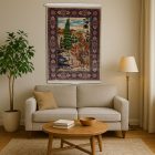 Hedvábný koberec Zahradní motiv béžová 100x150 Íránský viskózový hedvábný koberec