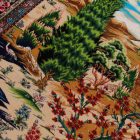 Hedvábný koberec Zahradní motiv béžová 100x150 Íránský viskózový hedvábný koberec