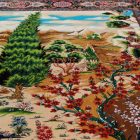 Hedvábný koberec Zahradní motiv béžová 100x150 Íránský viskózový hedvábný koberec