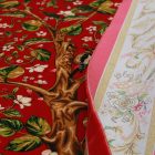 Hedvábný koberec Motiv stromu života karmínově červená 100x150 vysoce kvalitní viskózový hedvábný koberec z Íránu