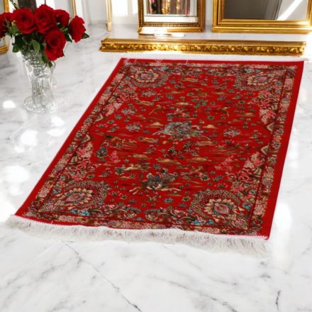 Hedvábný koberec Lov bordó 80x120 viskózový hedvábný perský koberec