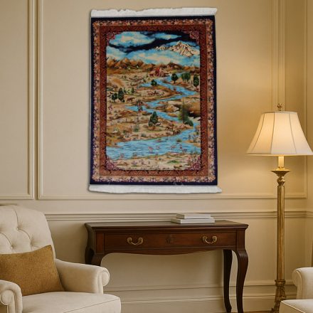 Hedvábný koberec Nazhivan béžová 100x150 viskózový hedvábný perský koberec