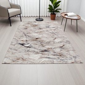   Moderní koberec béžová hnědá modrá NADIM 140x200 koberec do obýváku nebo ložnice