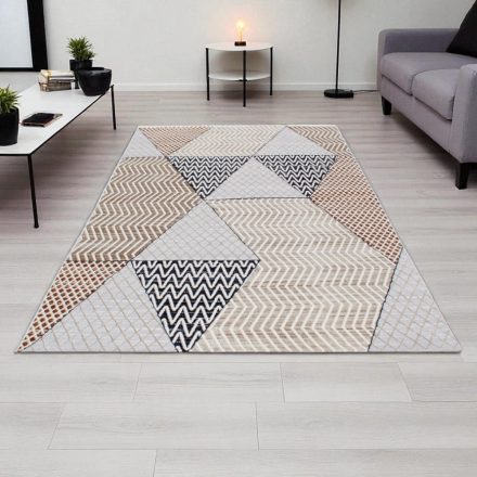 Moderní koberec béžová hnědá modrá MELIS 140x200 koberec do obýváku nebo ložnice