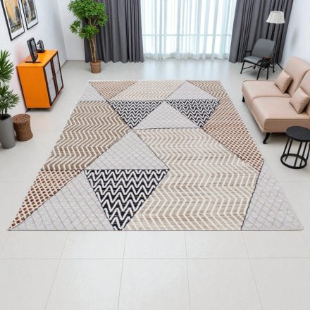 Moderní koberec béžová hnědá modrá MELIS 200x300 koberec do obýváku nebo ložnice