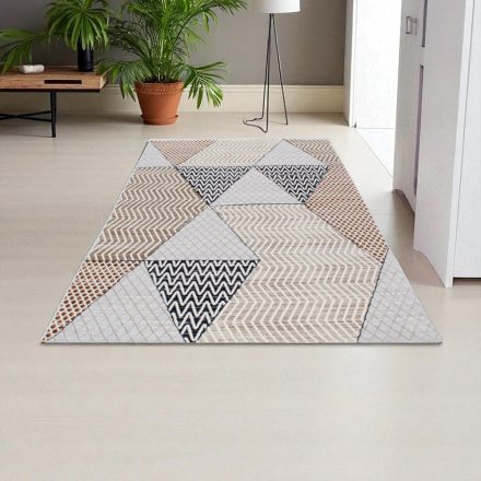 Moderní koberec béžová hnědá modrá MELIS 80x150 koberec do obýváku nebo ložnice