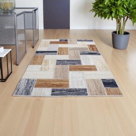   Moderní koberec šedá modrá hnědá SAMI 80x150 koberec do obýváku nebo ložnice