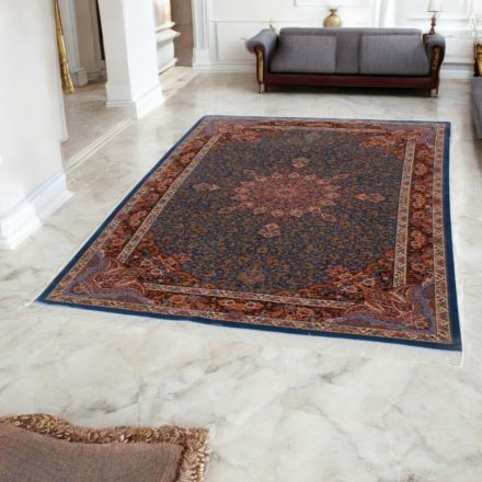 Hedvábný koberec Aysan tmavě modrá 150x225 viskózový hedvábný perský koberec