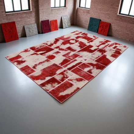Design koberec vínově-bílý Patchwork 170x241 koberec do obýváku