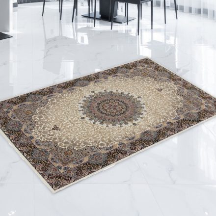 Perský koberec béžový Kerman 80x120 prémiový koberec do obýváku a ložnice