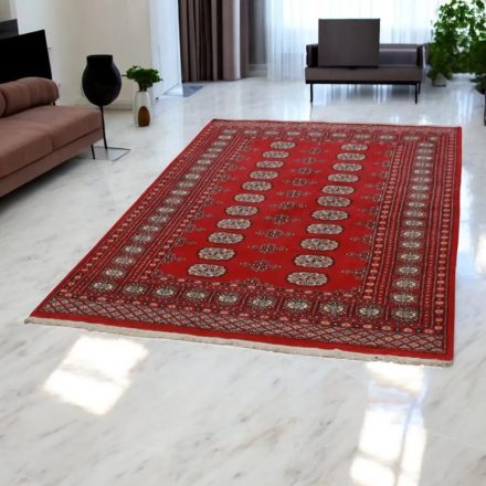 Pákistánský koberec červený Buchara 141x210 ručně vázaný orientální koberec