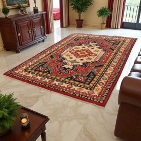 Afghánský koberec vínový-béžový 199x292 ručně vázaný orientální koberec