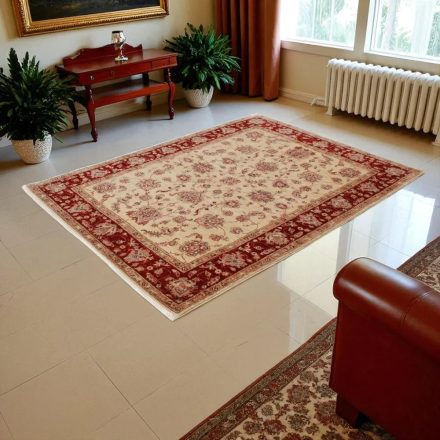 Ziegler vlněný koberec béžový-bordó 151x201 koberec do obýváku