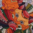 Dekorační polštář oranžový 45x45 cm – Objímající se kočky