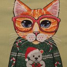 Dekorační polštář šalvějově zelený 45x45 cm – Slavnostní kočka