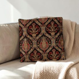   Dekorační polštář černý 45x45 cm – Půlnoční orientální zahrada