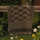 Elegantní dámský a pánský šátek 215x105 šedý černý s autentickým vzorem