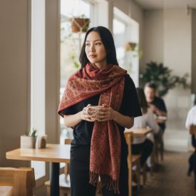   Elegantní dámská šála 215x105 vínový bavlněný šátek