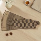 Elegantní dámská a pánská šála 215x105 šedý černý bavlněný šátek