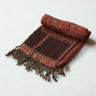 Šál s orientálním vzorem 215x105 fialově hnědý bavlněný šátek