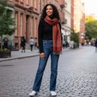 Dámská šála červená 215x105 elegantní dámský šátek na ramena