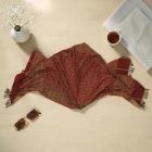 Dámská šála červená 215x105 elegantní dámský šátek na ramena