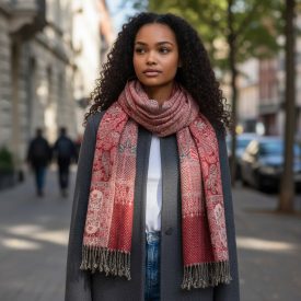   Dámská stola bordó 215x105 elegantní dámský šátek na ramena