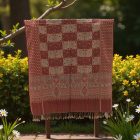 Šátek šedý bordó 215x105 elegantní dámská šála z bavlny