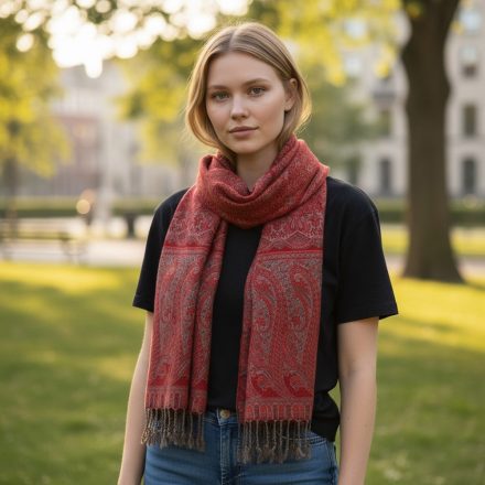 Šátek červený 215x105 velký dámský šátek z bavlny