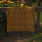 Šátek černý zlatý 215x105 velká dámská šála z bavlny