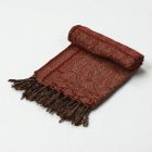 Elegantní dámský šátek 215x105 v barvě bordó béž s autentickým vzorem