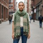 Elegantní šátek 215x105 v barvě zelené tenký dámský a pánský šátek