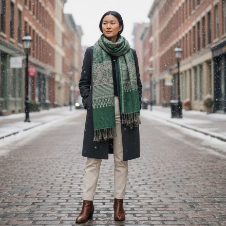 Šátek s orientálním vzorem 215x105 zelený bavlněný šátek