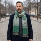 Šátek s orientálním vzorem 215x105 zelený bavlněný šátek