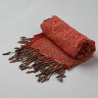 Šátek 215x105 velký červený dámský šátek z bavlny