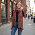 Šála červená 215x105 velká dámská šála z bavlny